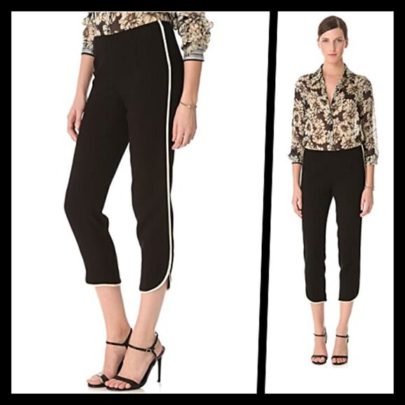 L'AGENCE Black Linen Slim Cropped Pants - Picture 1 of 10